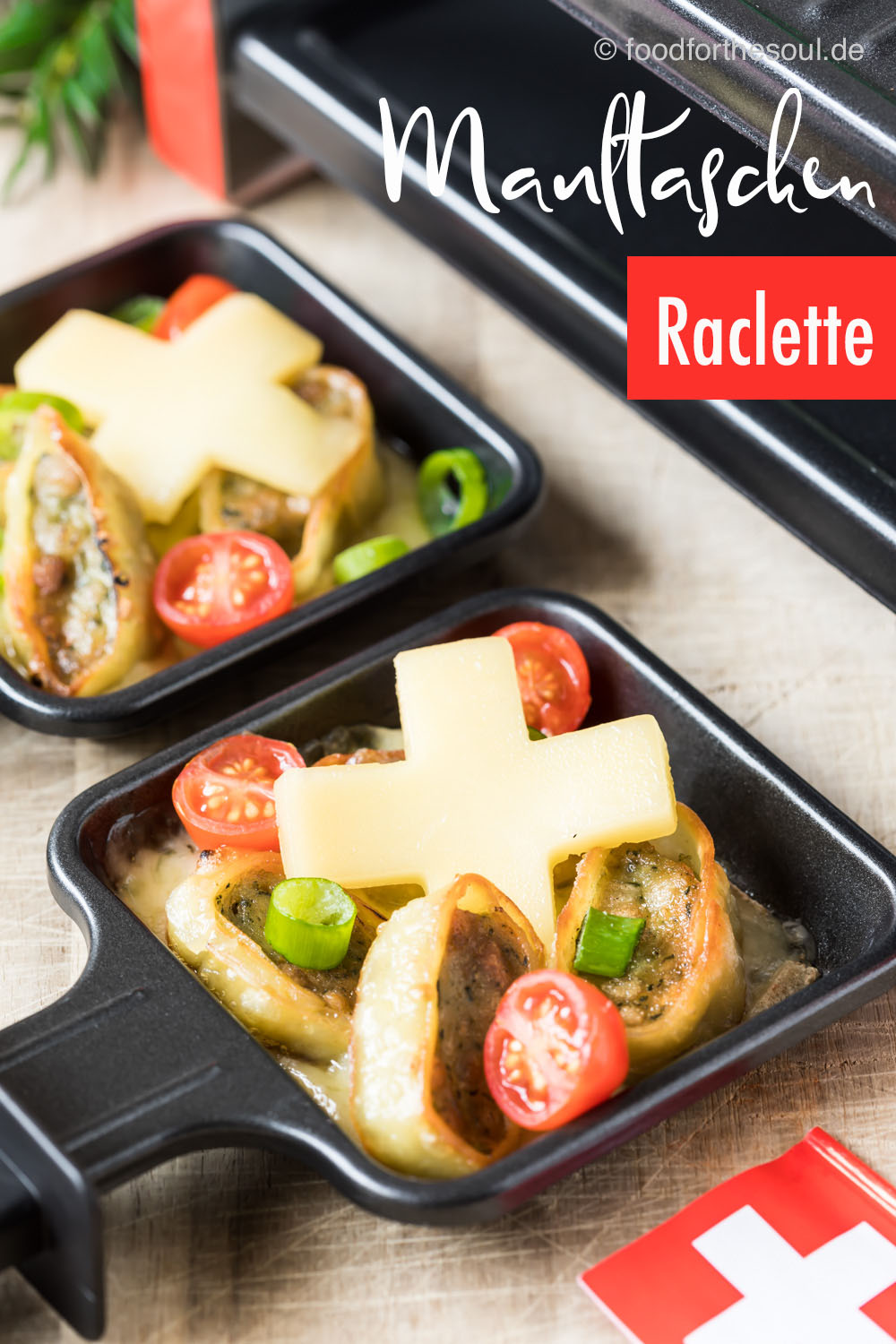 Gebratene Maultaschen aus dem Raclette Ofen mit Raclette Suisse