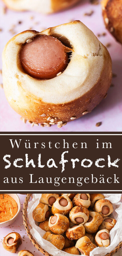 Würstchen im Schlafrock aus Laugengebäck