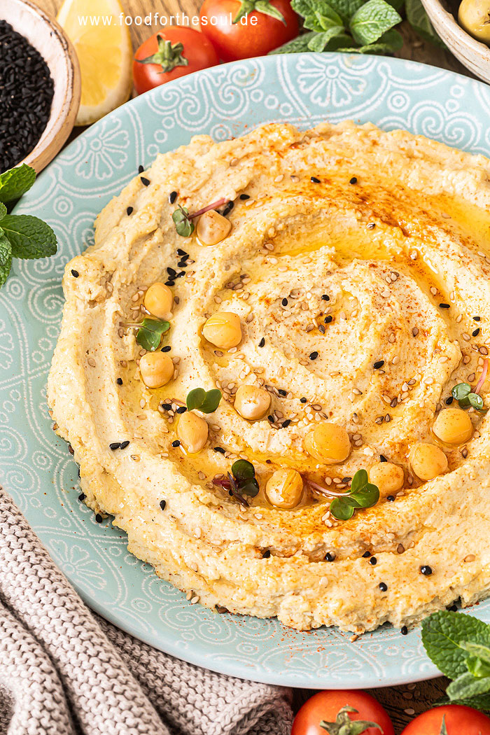 Hummus aus getrockneten Kichererbsen