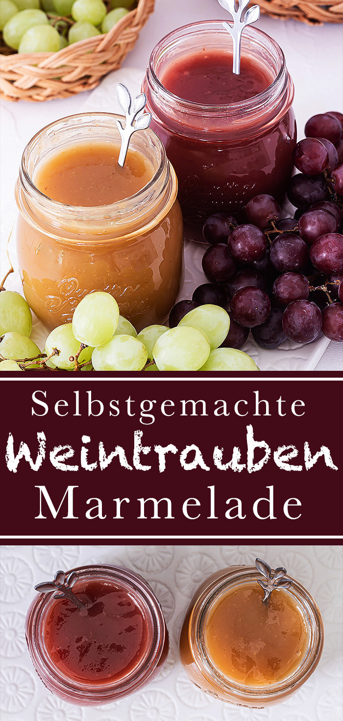 Weintrauben-Marmelade selber machen - blau und weiß