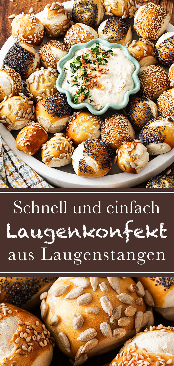 Mini Laugenkonfekt Rezept mit Zwiebel-Dip