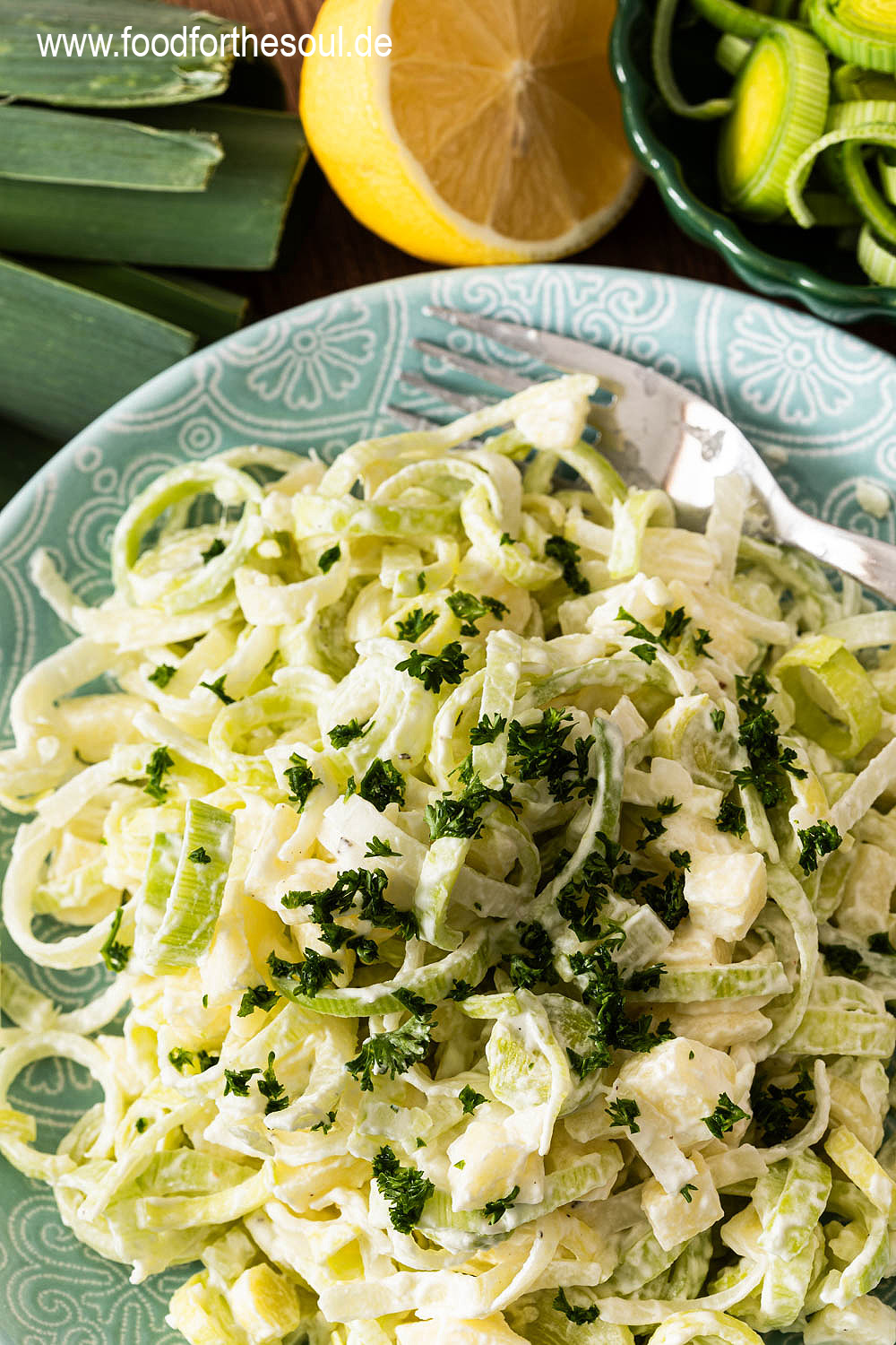 Omas Lauchsalat mit Apfel - Porreesalat