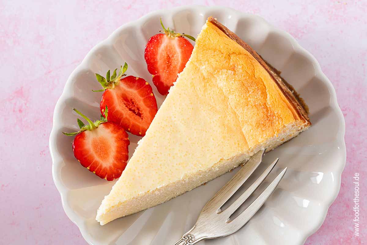 Quarkkuchen ohne Boden mit Grieß | Gesunder Käsekuchen