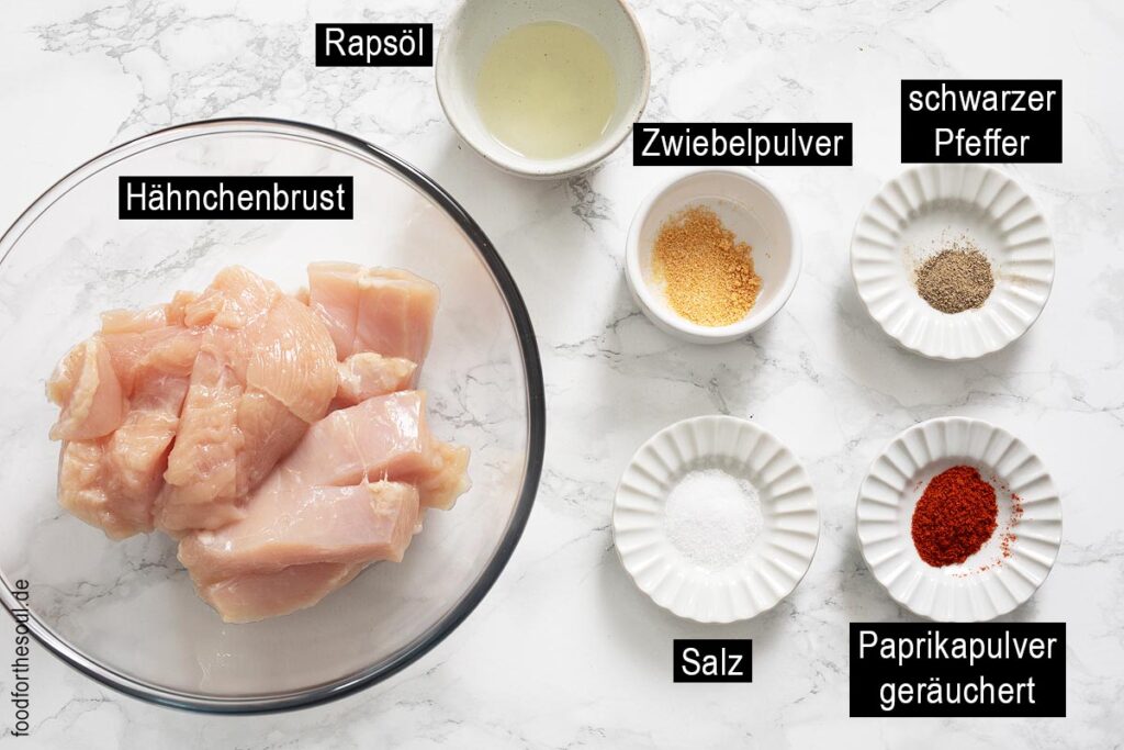 Zutaten für Hähnchenbruststreifen im Airfryer