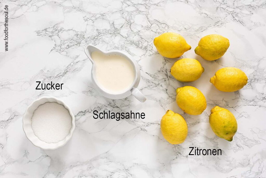 Zutaten für das Lemon Posset Zitronen Dessert Rezept