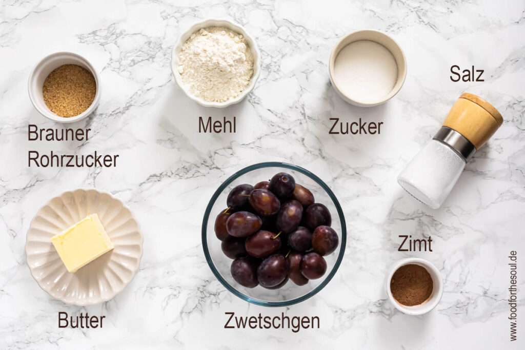Zutaten für das Zwetschgen Crumble Rezept