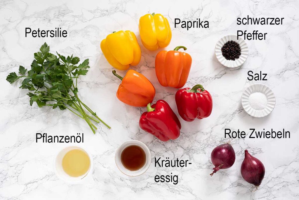 Zutaten für Paprikasalat
