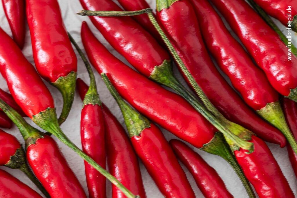 Nahaufnahme von Chilis