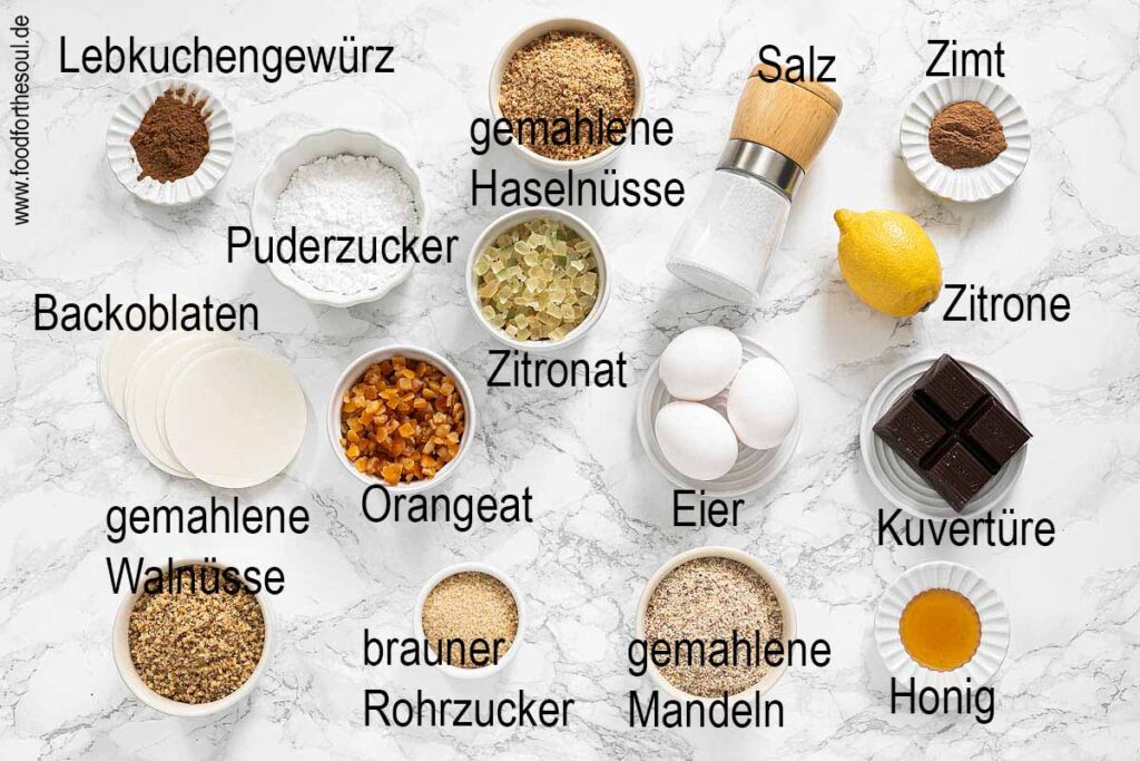 Zutaten für Elisenlebkuchen