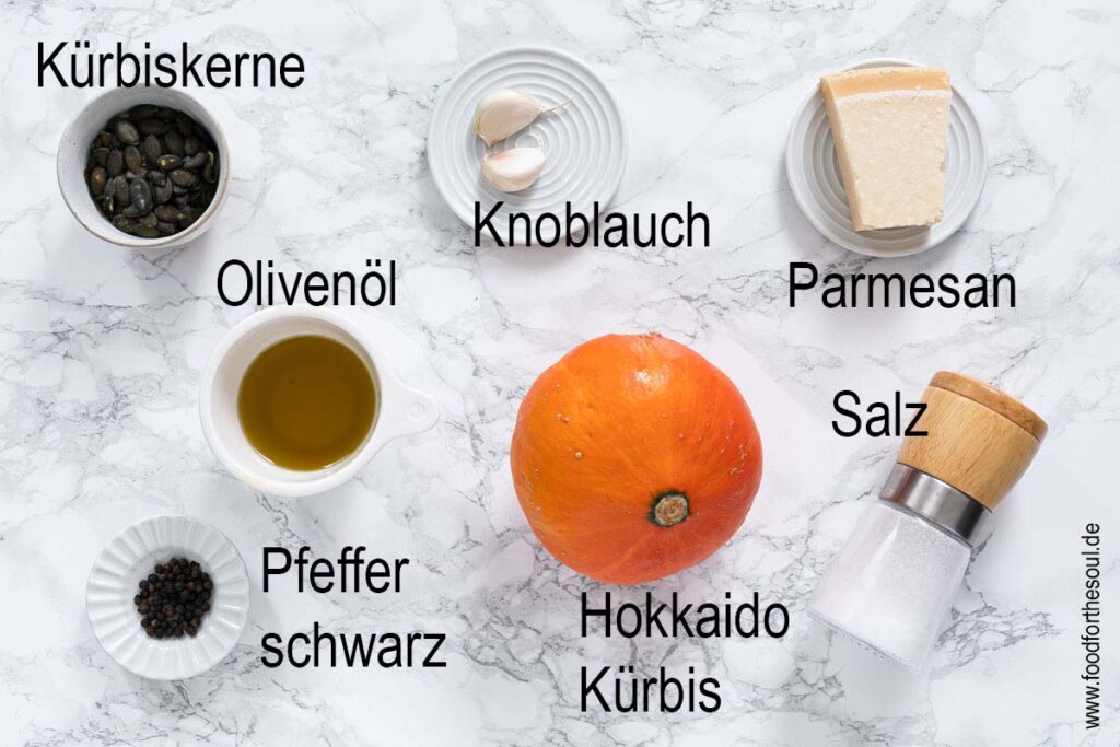 Zutaten für Kürbispesto