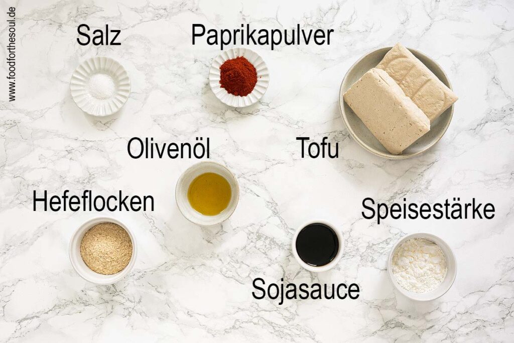 Zutaten für Tofu in der Heißluftfritteuse Rezept