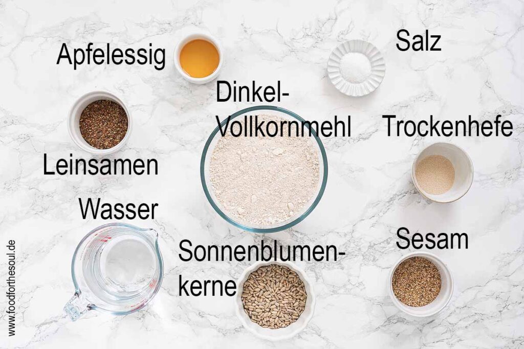 Zutaten für Dinkelvollkornbrot