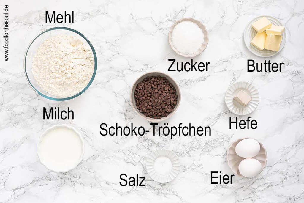 Zutaten für Schokobrötchen