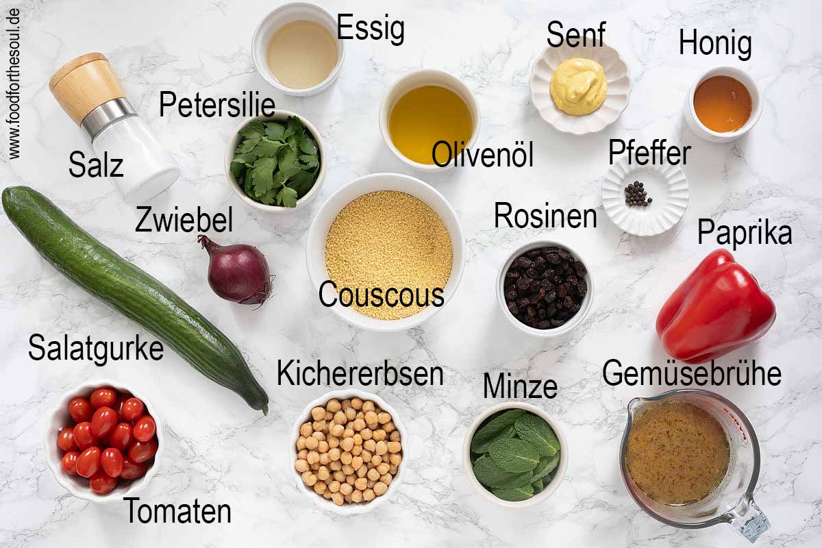Zutaten für orientalischen Couscous Salat
