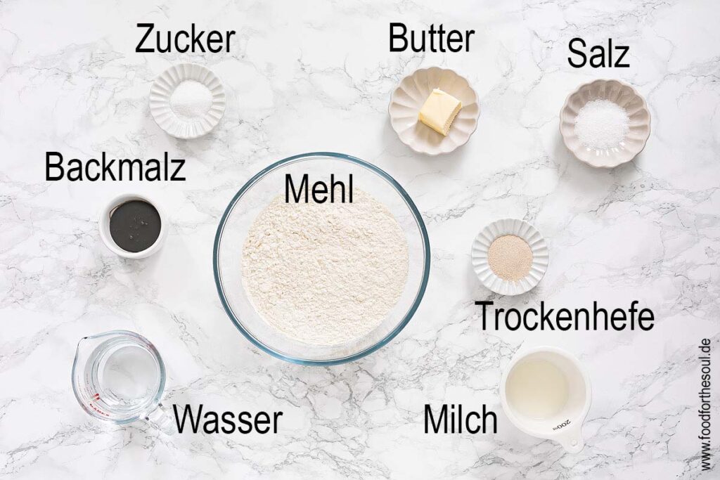 Zutaten für Sonntagsbrötchen