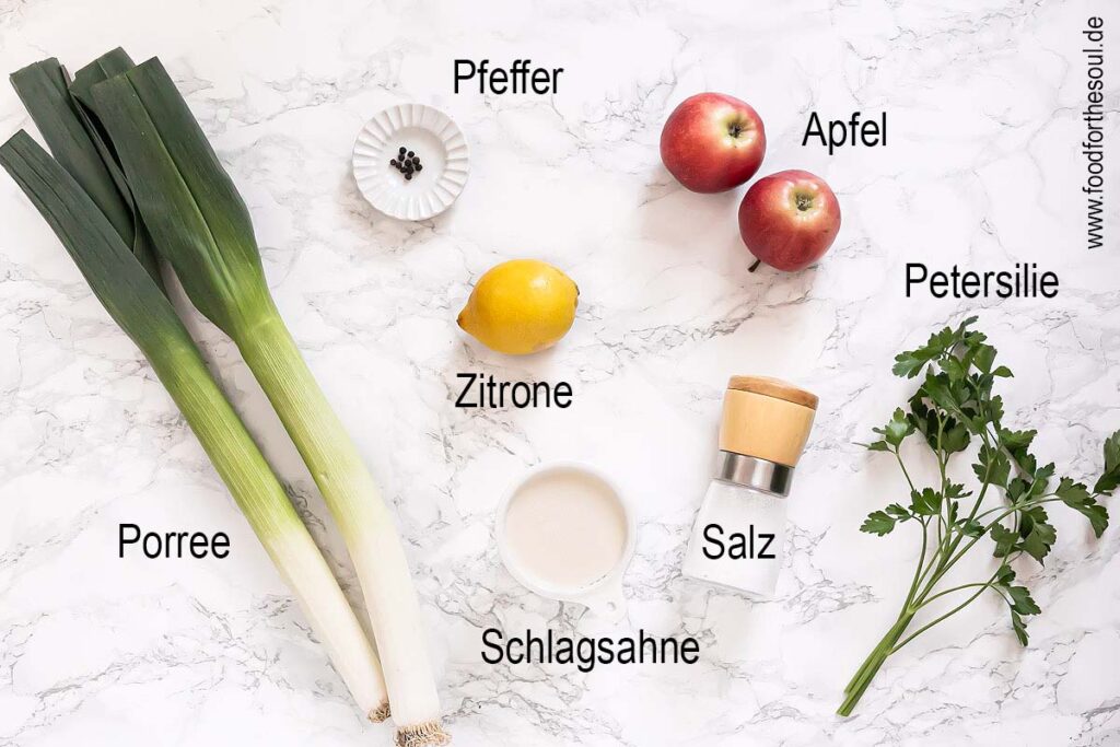 Zutaten für Porreesalat mit Apfel