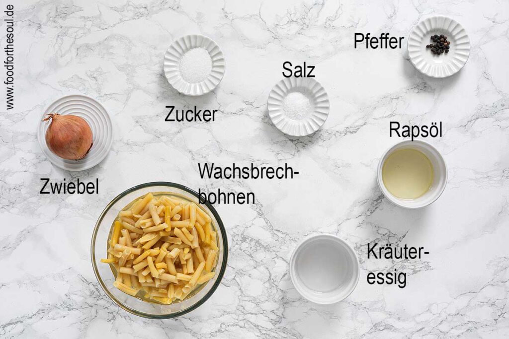 Zutaten für gelben Bohnensalat
