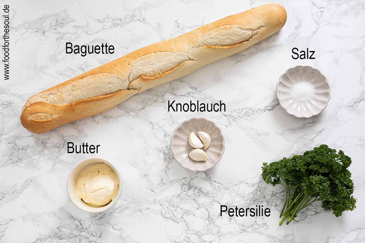 Zutaten für Airfryer Knoblauchbrot
