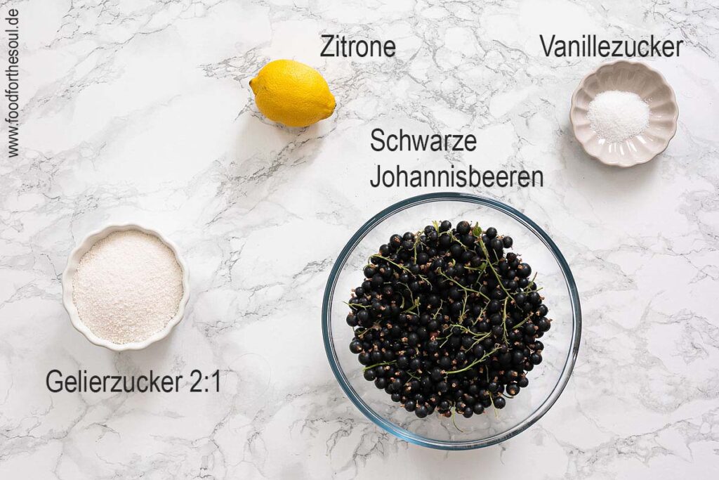 Zutaten für schwarte Johannisbeermarmelade