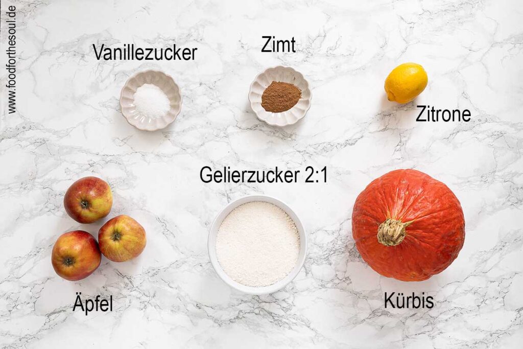 Zutaten für Kürbis-Apfel-Marmelade