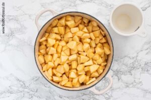 Äpfel mit Zitronensaft und Apfelsaft köcheln - Schritt 3