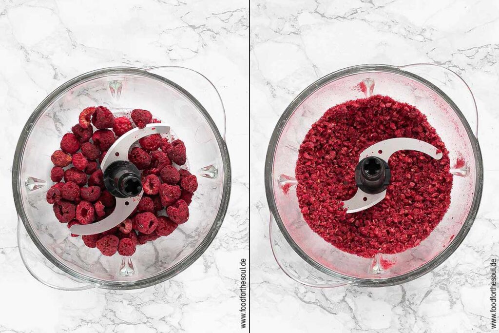 Gefriergetrocknete Himbeeren fein mahlen - Schritt 2